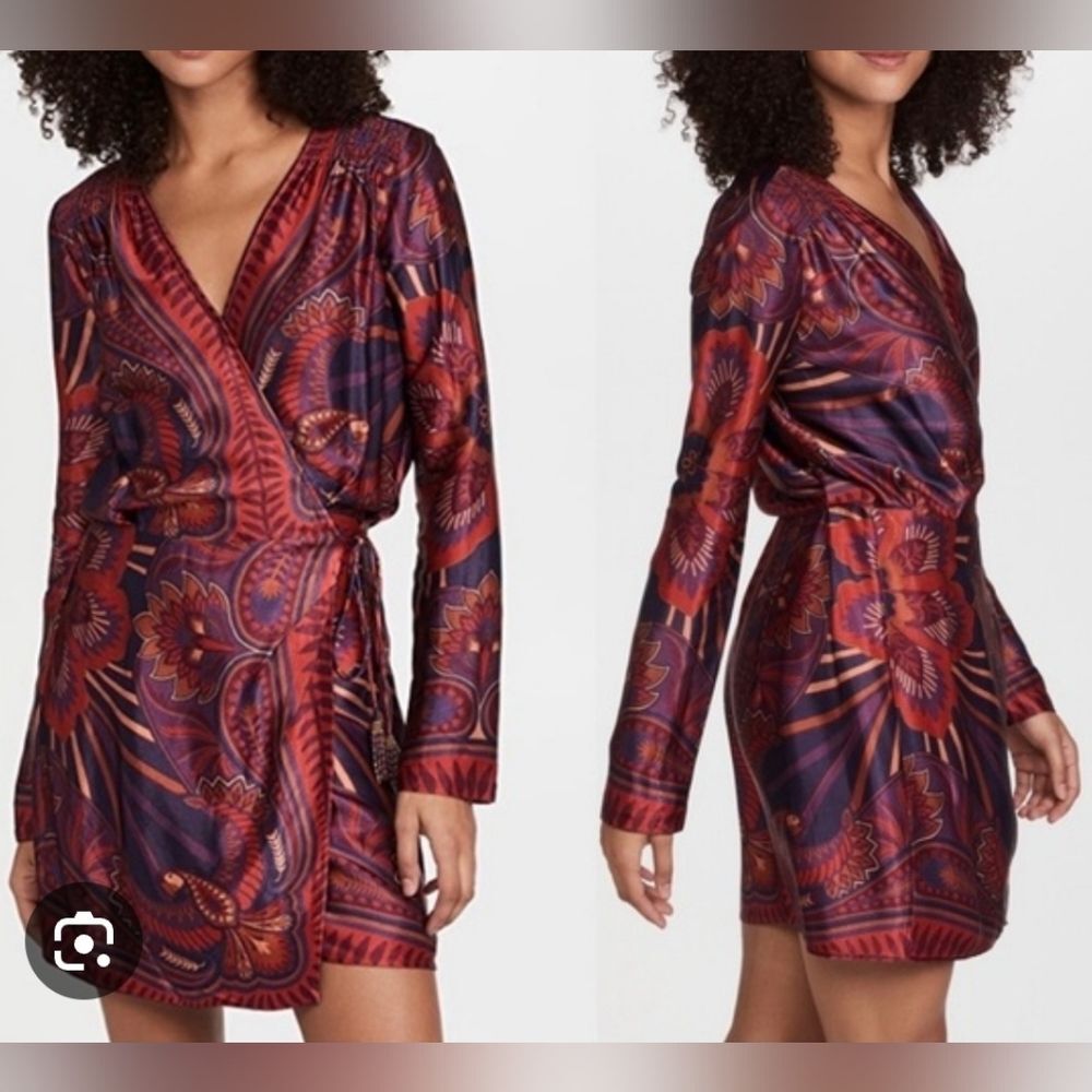 Farm Rio Colorful Floral Wrap Dress Size XS Chic Feminine Boho Retro Trendy